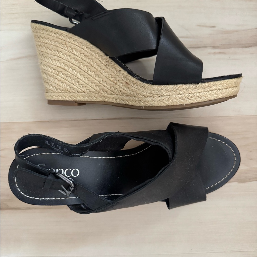 Franco Sarto Black Wedge Sandal 9.5